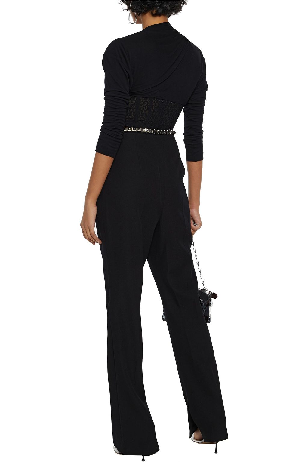 ALEXANDER WANG Studded grain de poudre wool straight-leg pants