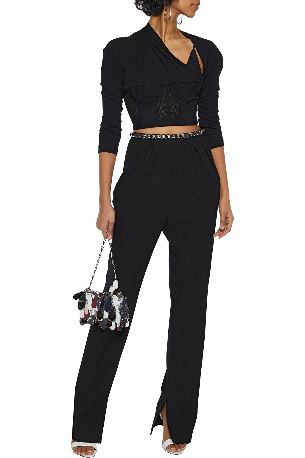 ALEXANDER WANG Studded grain de poudre wool straight-leg pants