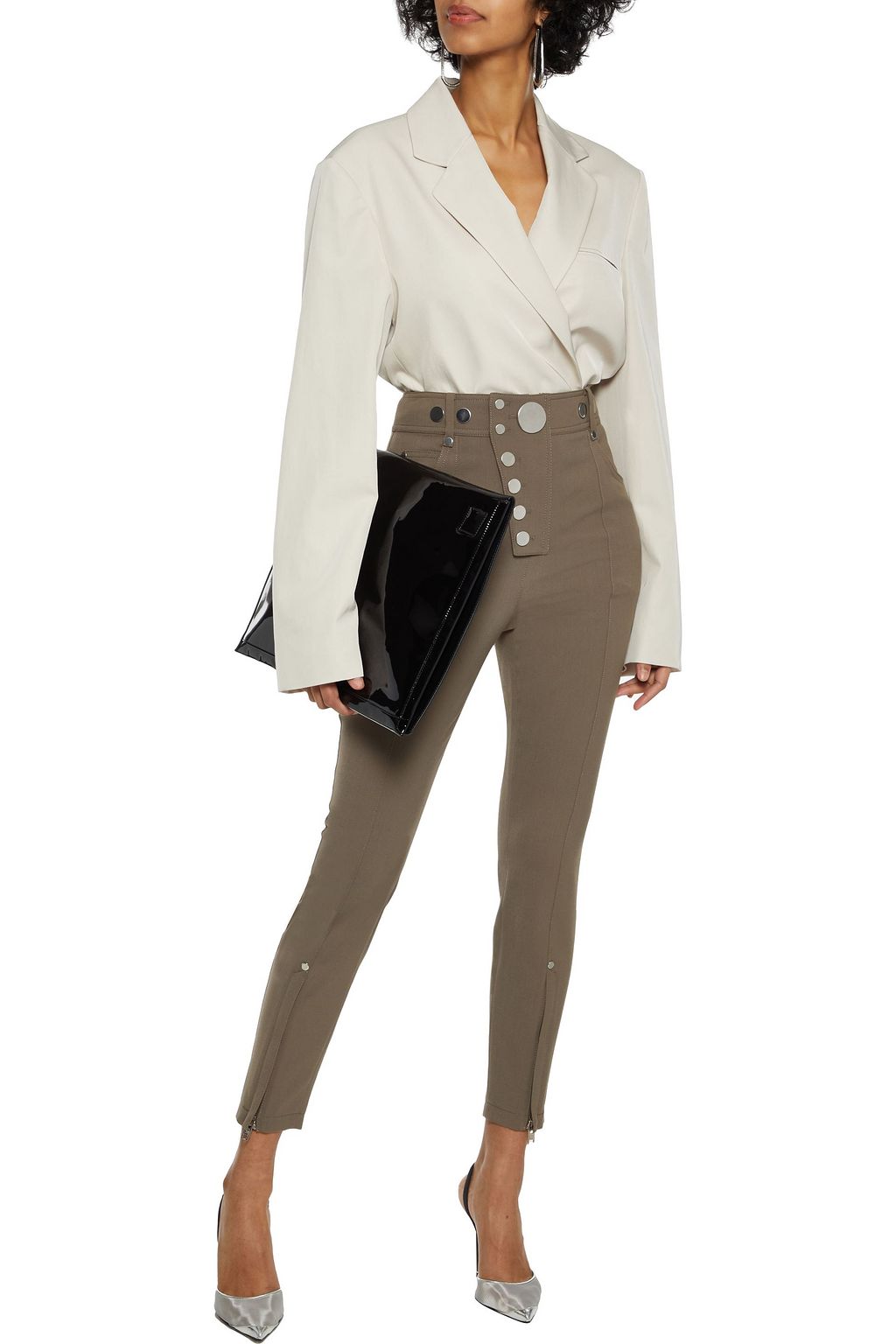 ALEXANDER WANG Cropped studded twill skinny pants