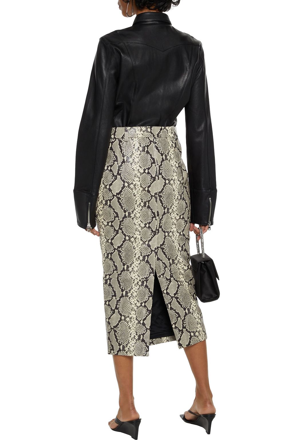 ALEXANDER WANG Snake-effect leather midi skirt
