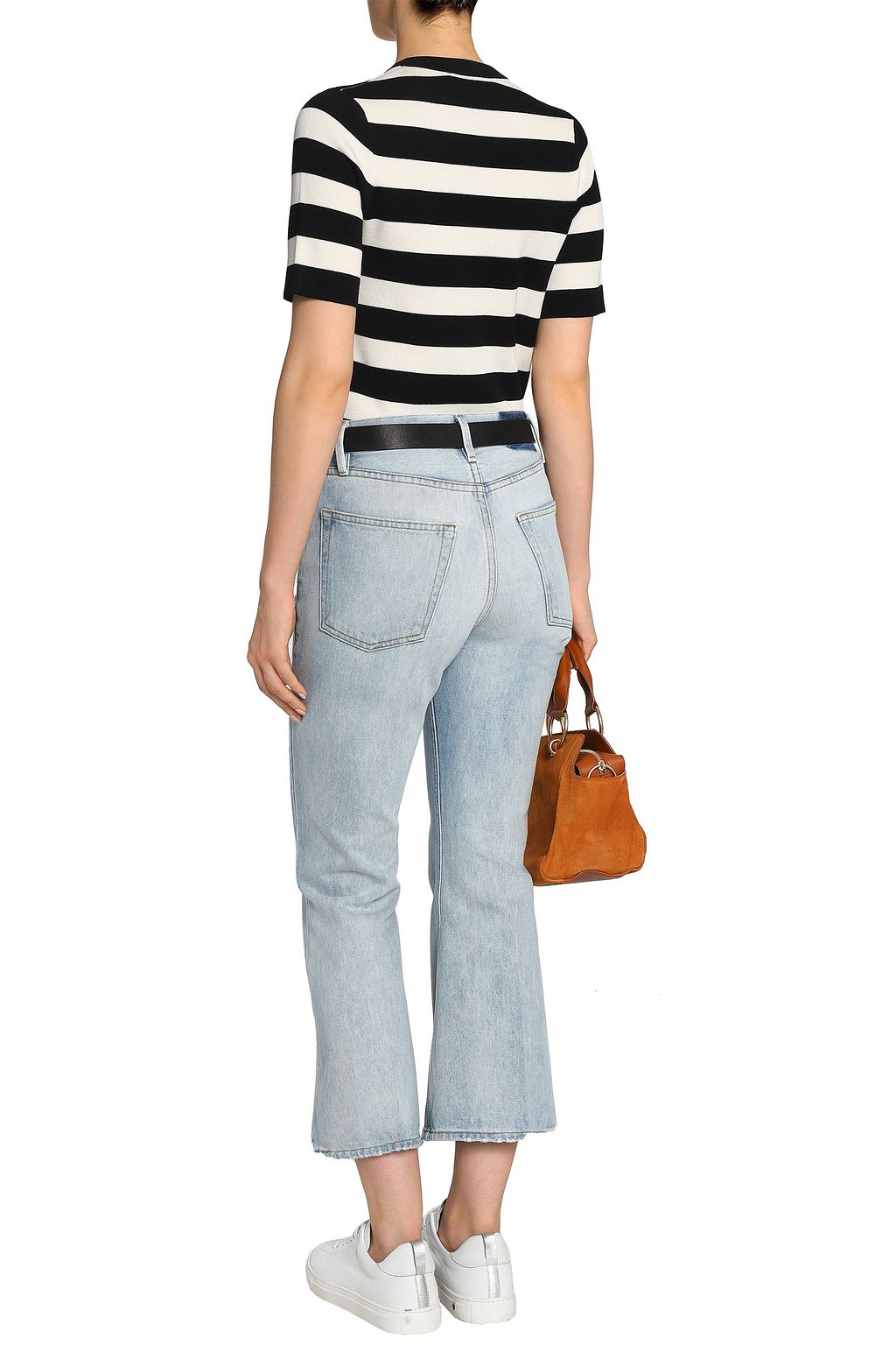 FRAME Distressed mid-rise kick-flare jeans