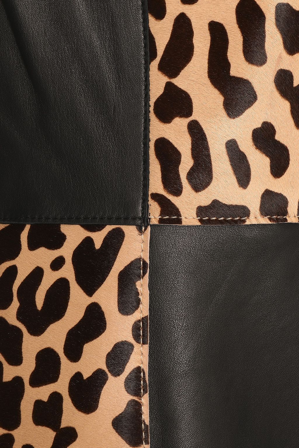 DIANE VON FURSTENBERG Leather and leopard-print calf hair mini dress