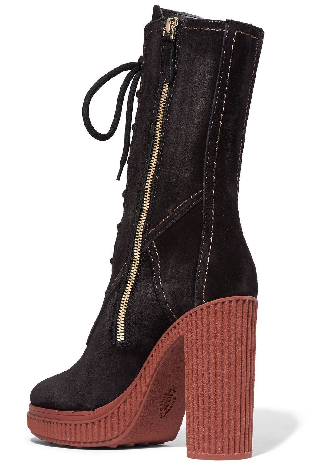 TOD'S Ankle Boots aus Veloursleder mit Plateau