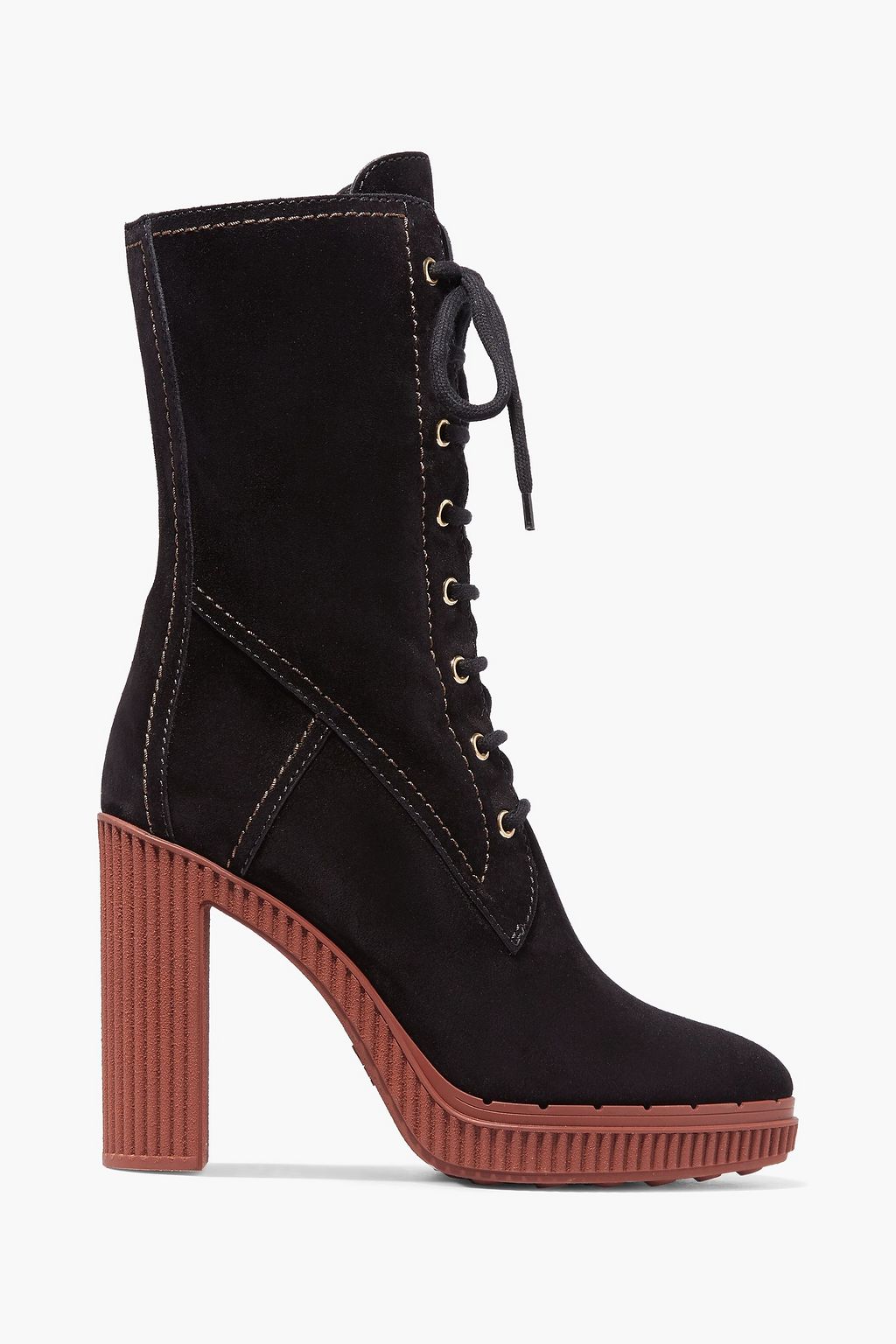 black suede platform ankle boots