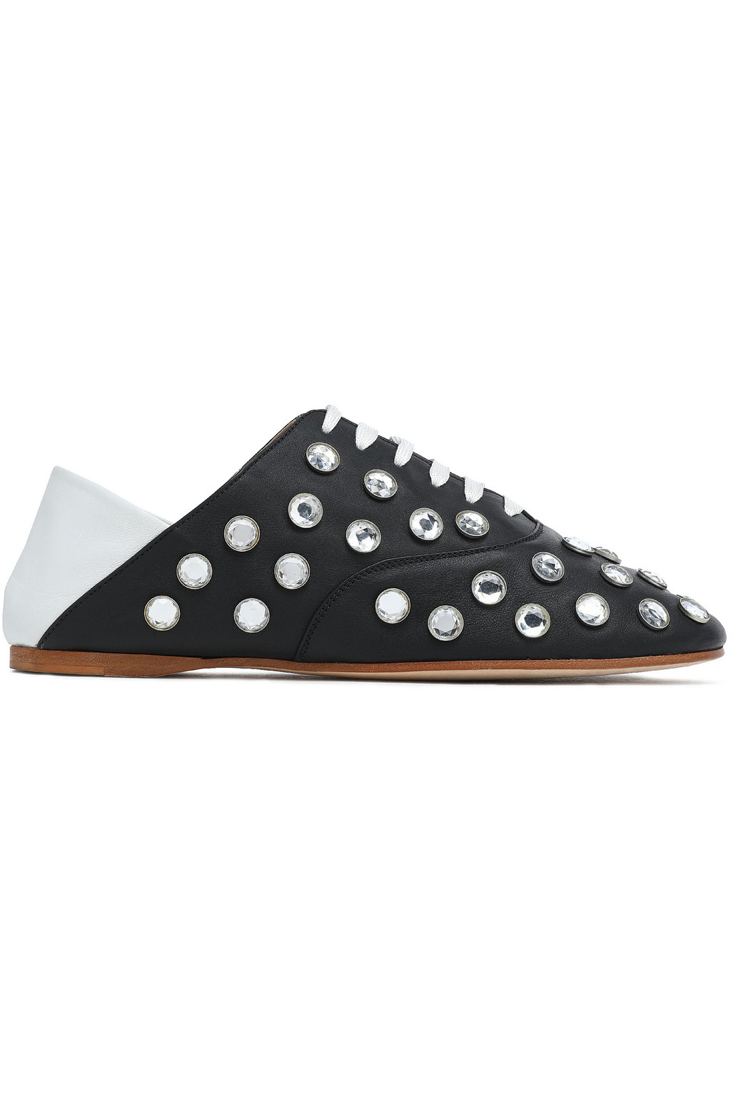 ACNE STUDIOS Convertible crystal-studded two-tone leather brogues