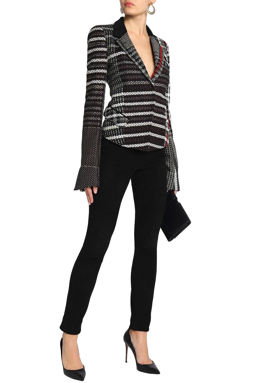 HAIDER ACKERMANN Velvet-trimmed tweed blazer