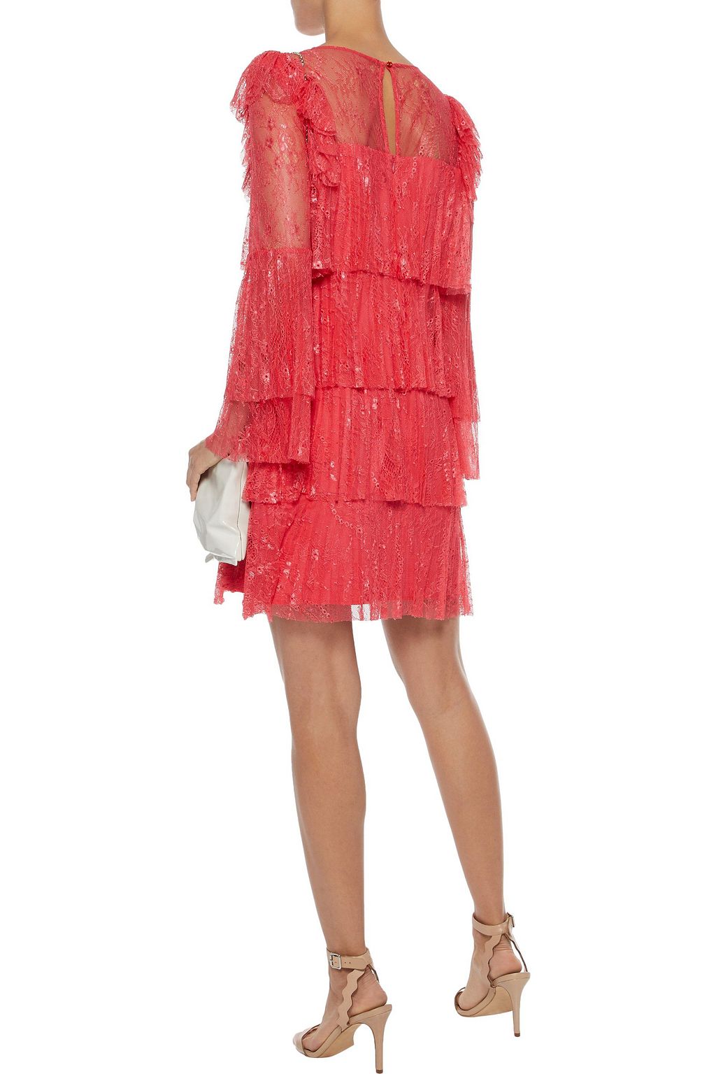BADGLEY MISCHKA Tiered corded lace mini dress
