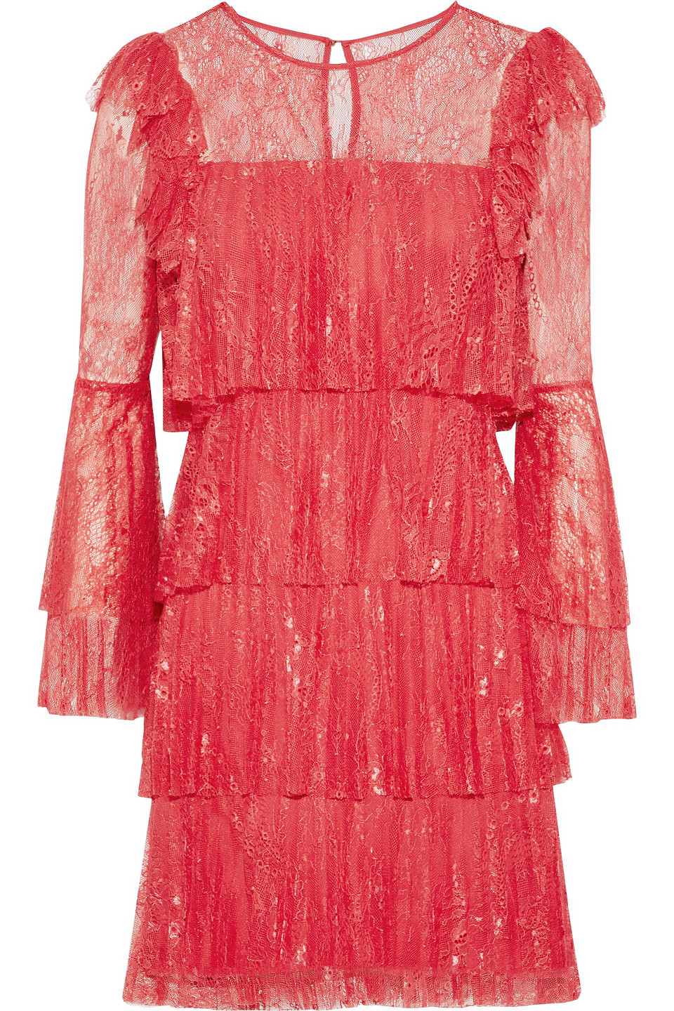 Tiered corded lace mini dress