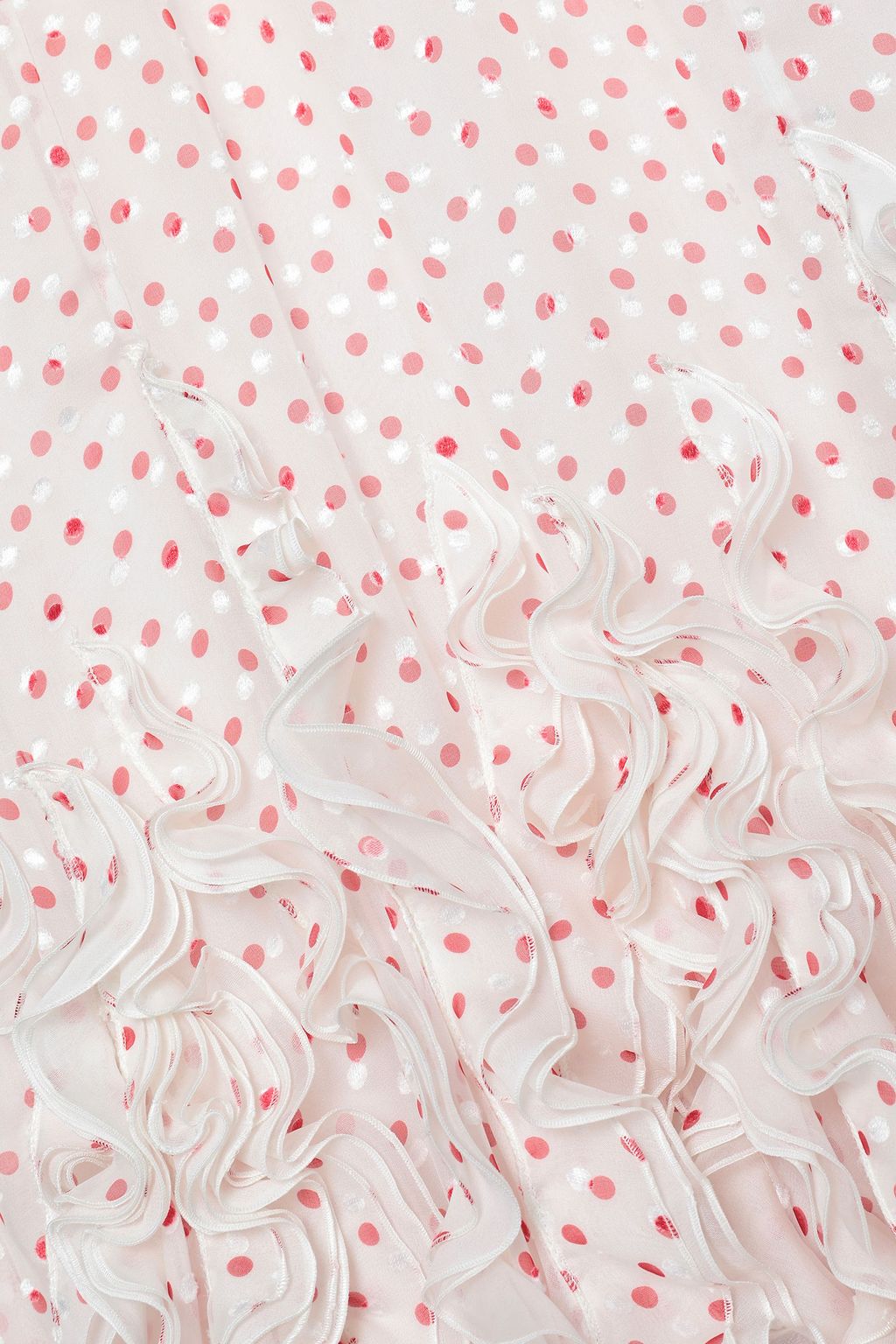 GIAMBATTISTA VALLI Tulle-trimmed ruffled polka-dot fil coupé silk-blend gown