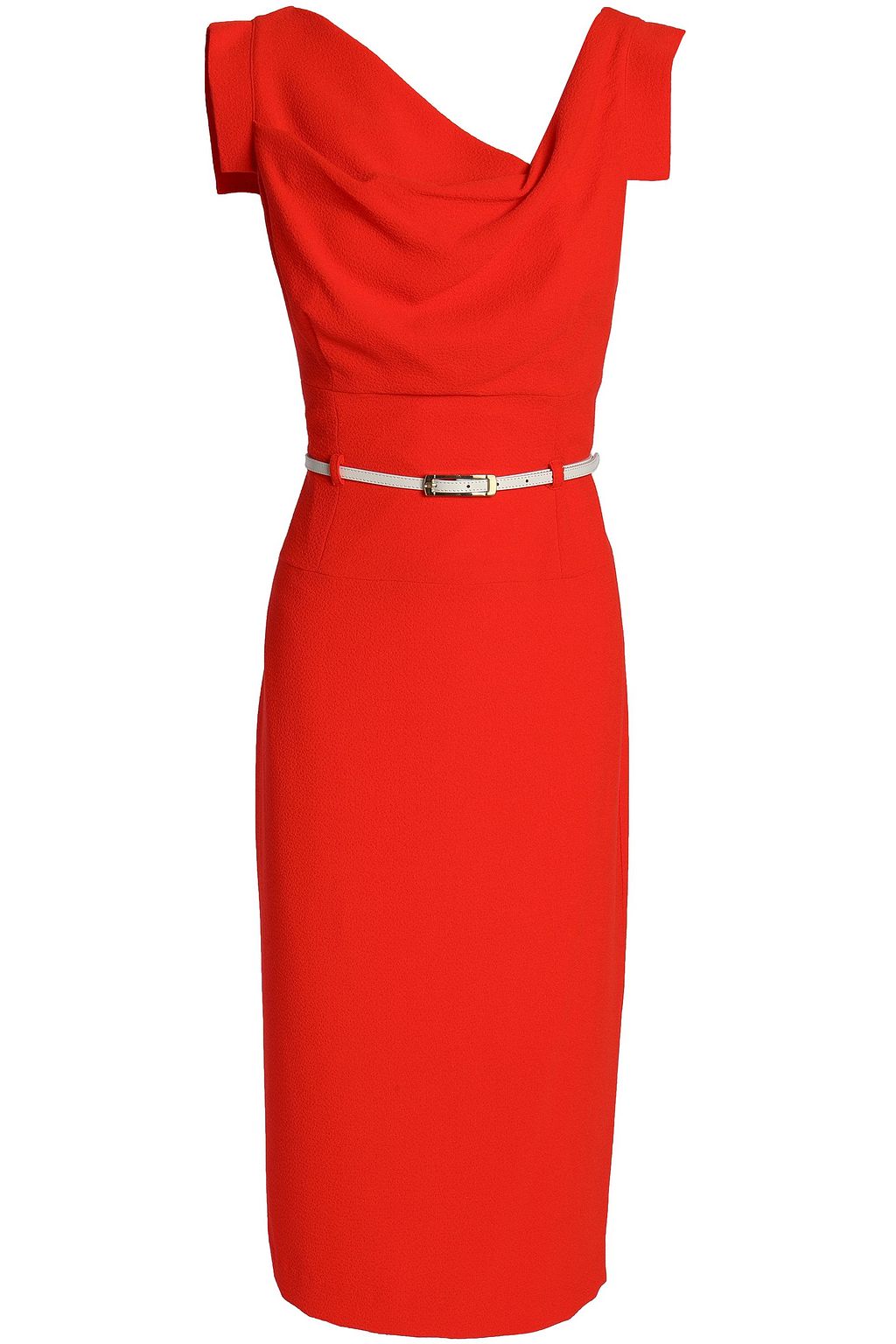 black halo belted sheath dress