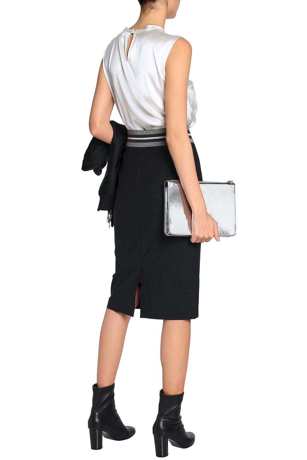 BRUNELLO CUCINELLI Bead-embellished silk-blend satin top