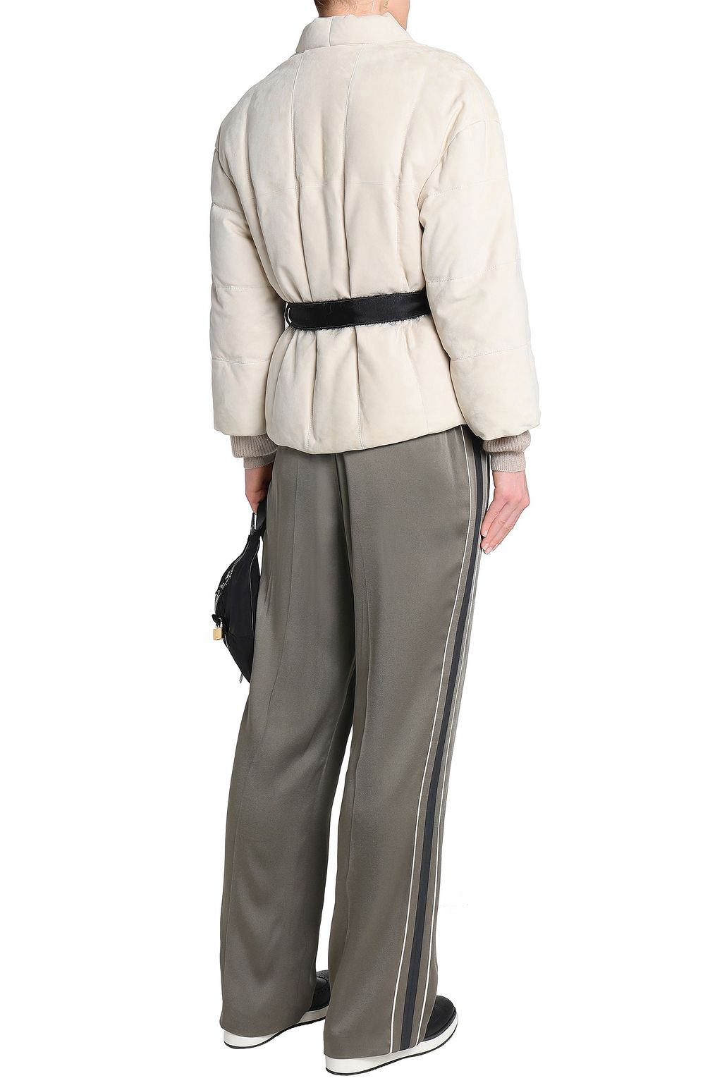 BRUNELLO CUCINELLI Belted quilted suede down jacket