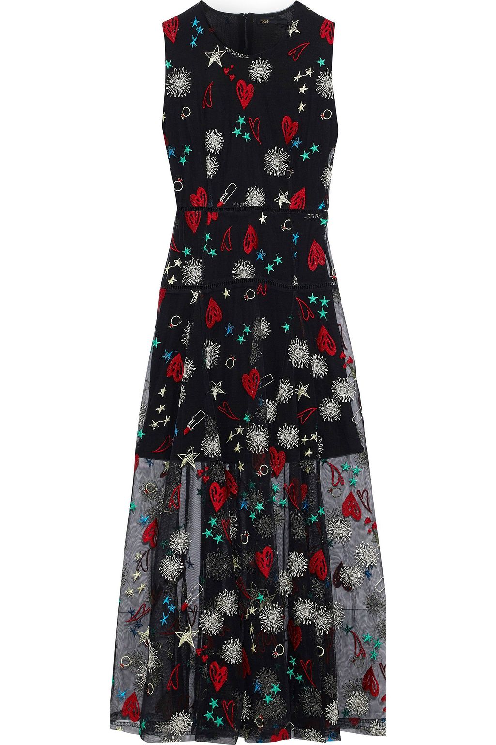 embroidered tulle maxi dress