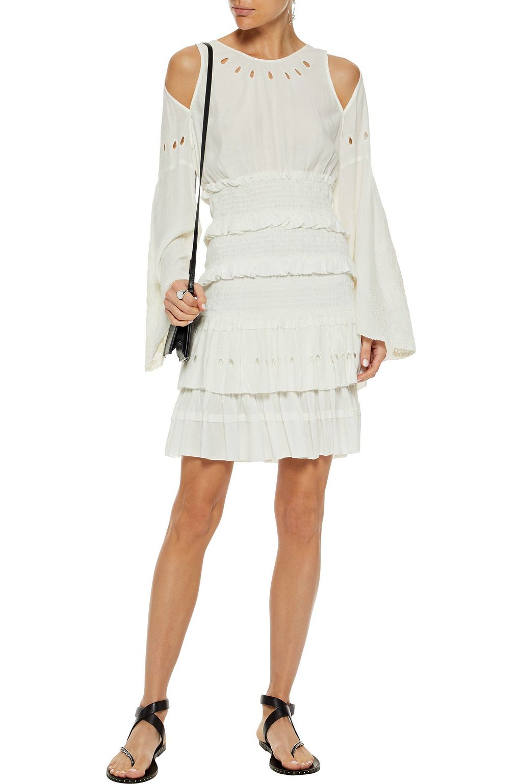 IRO Jedway cold-shoulder broderie anglaise gauze mini dress