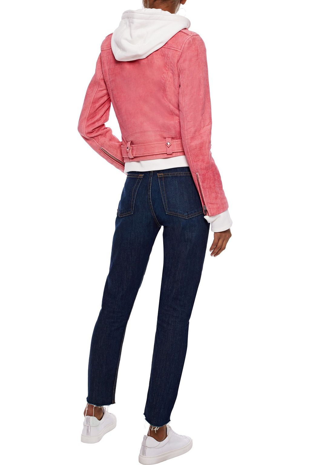 IRO Layered cotton and suede hooded biker jacket