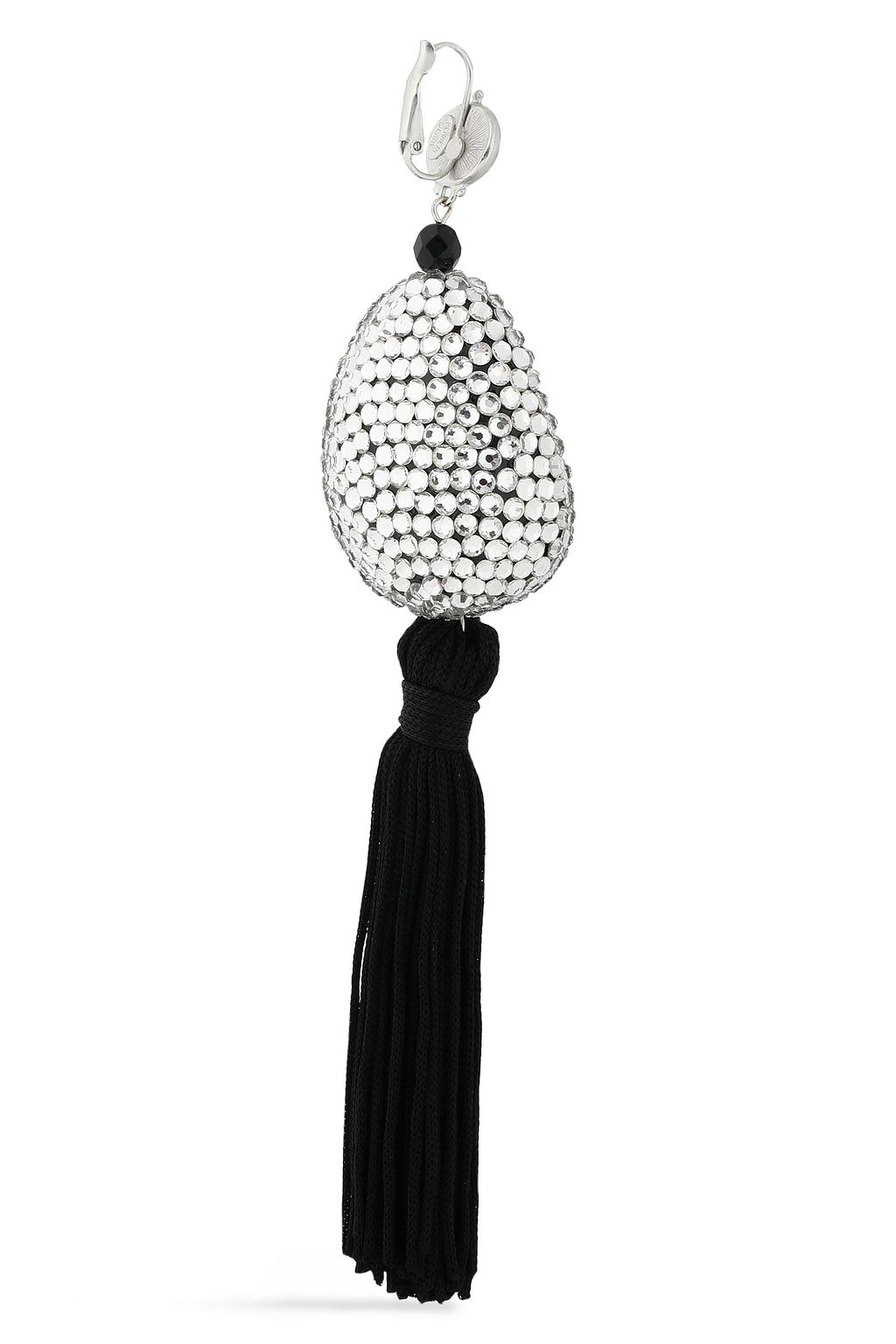 KENNETH JAY LANE Tasseled silver-tone, crystal and stone earrings