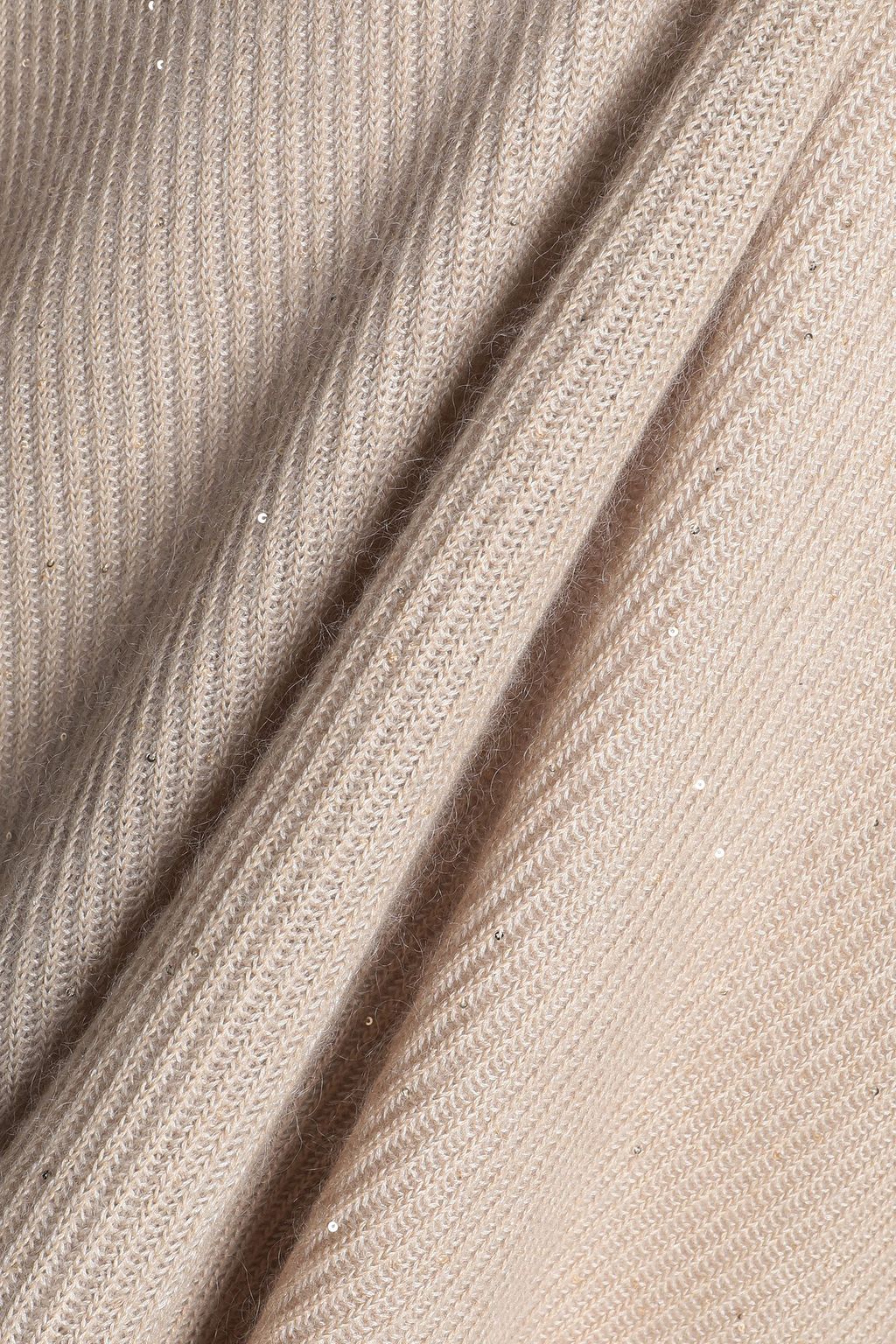 BRUNELLO CUCINELLI Sequin-embellished ribbed-knit poncho