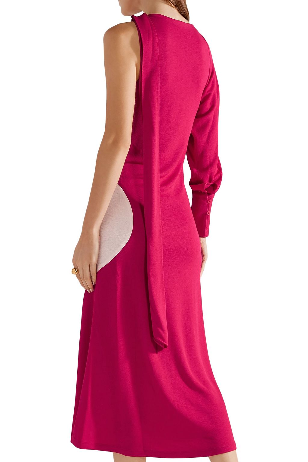 TOME Asymmetric two-tone crepe midi dress