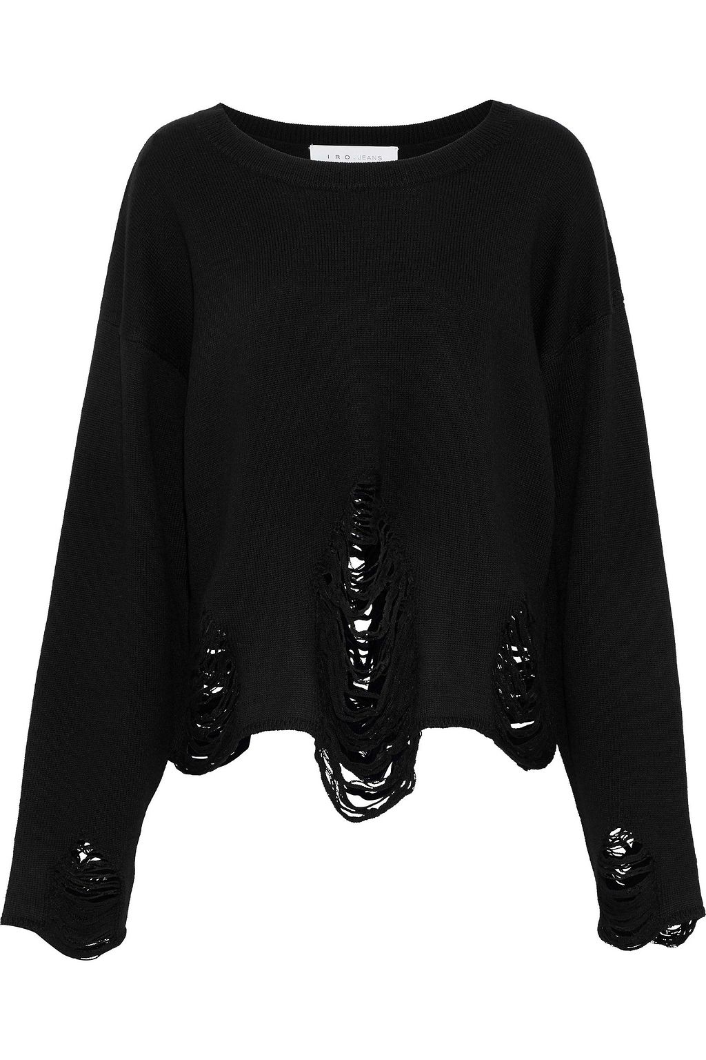 black distressed sweater