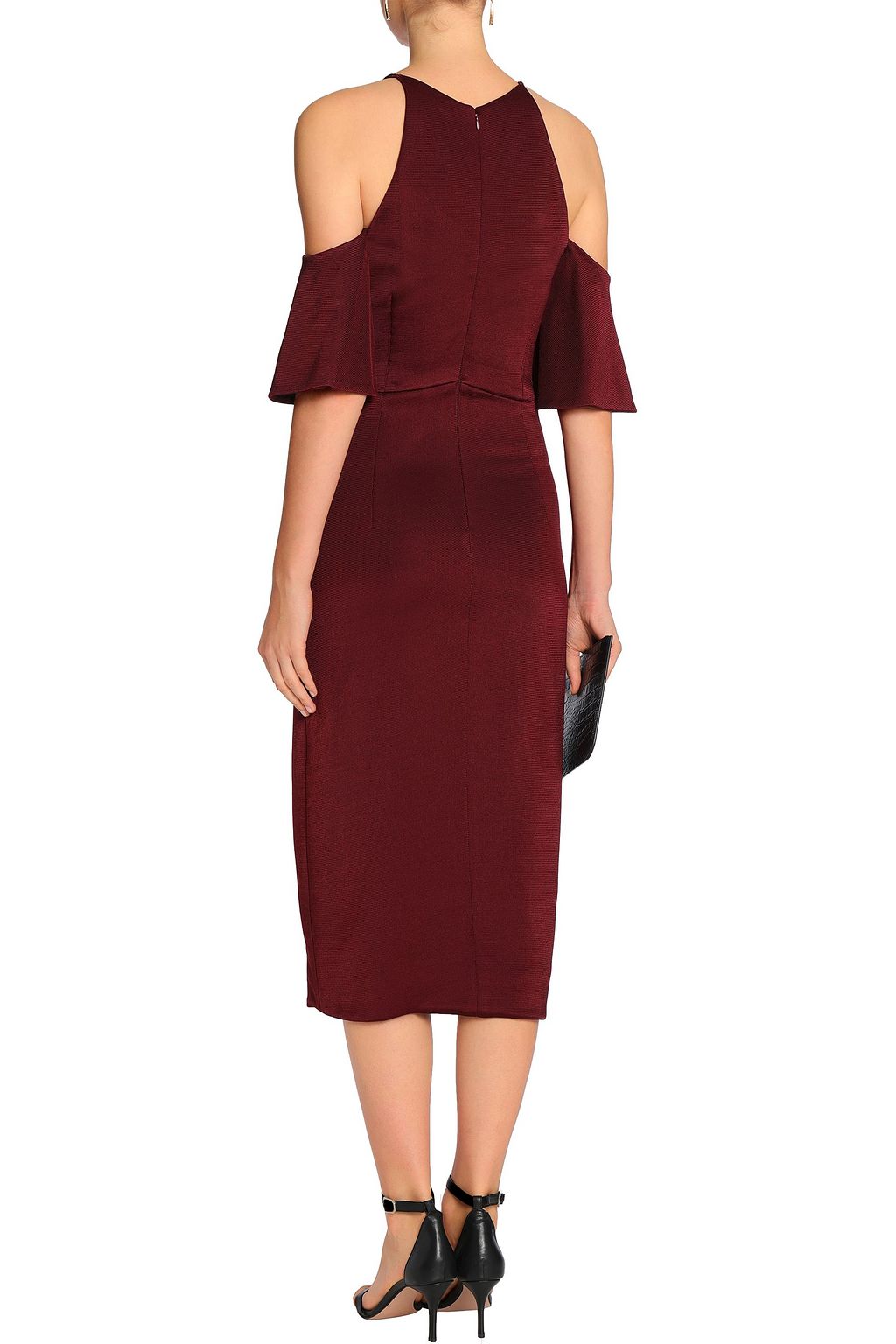 CUSHNIE Mona cold-shoulder stretch-knit midi dress