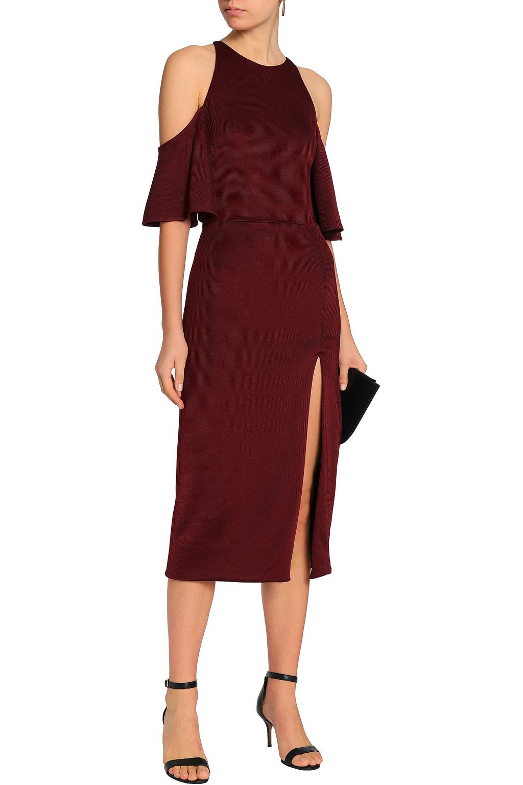 CUSHNIE Mona cold-shoulder stretch-knit midi dress