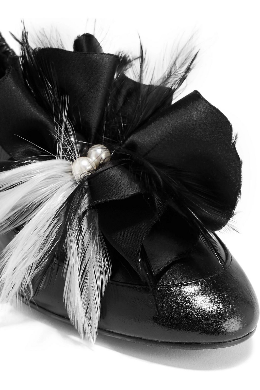 LANVIN Embellished glossed-leather loafers