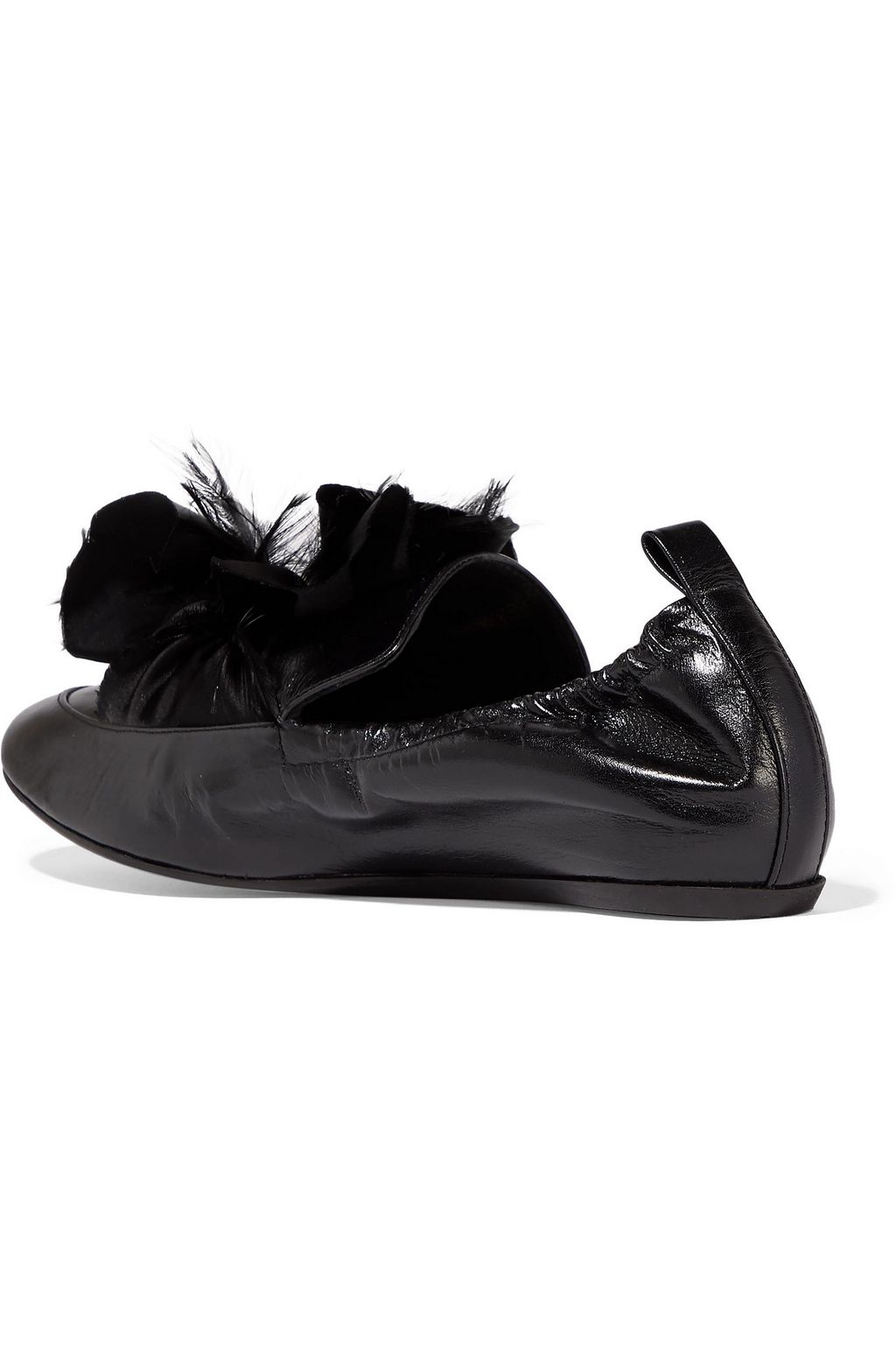 LANVIN Embellished glossed-leather loafers