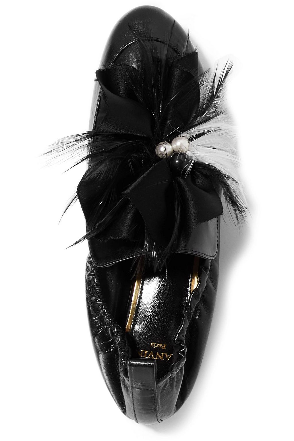 LANVIN Embellished glossed-leather loafers