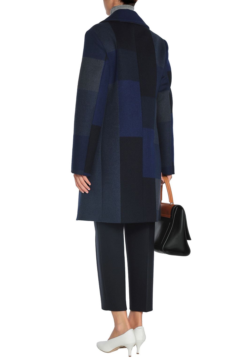 JIL SANDER Double-breasted patchwork-effect wool and angora-blend coat