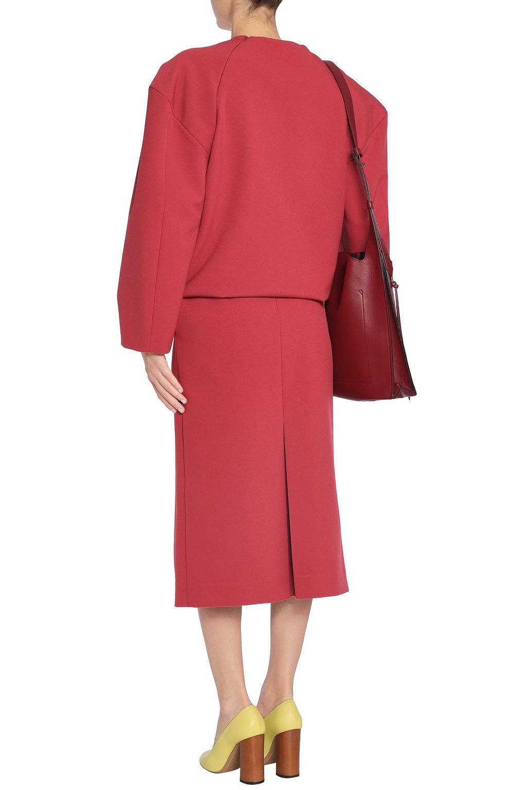 JIL SANDER Pleated crepe midi skirt