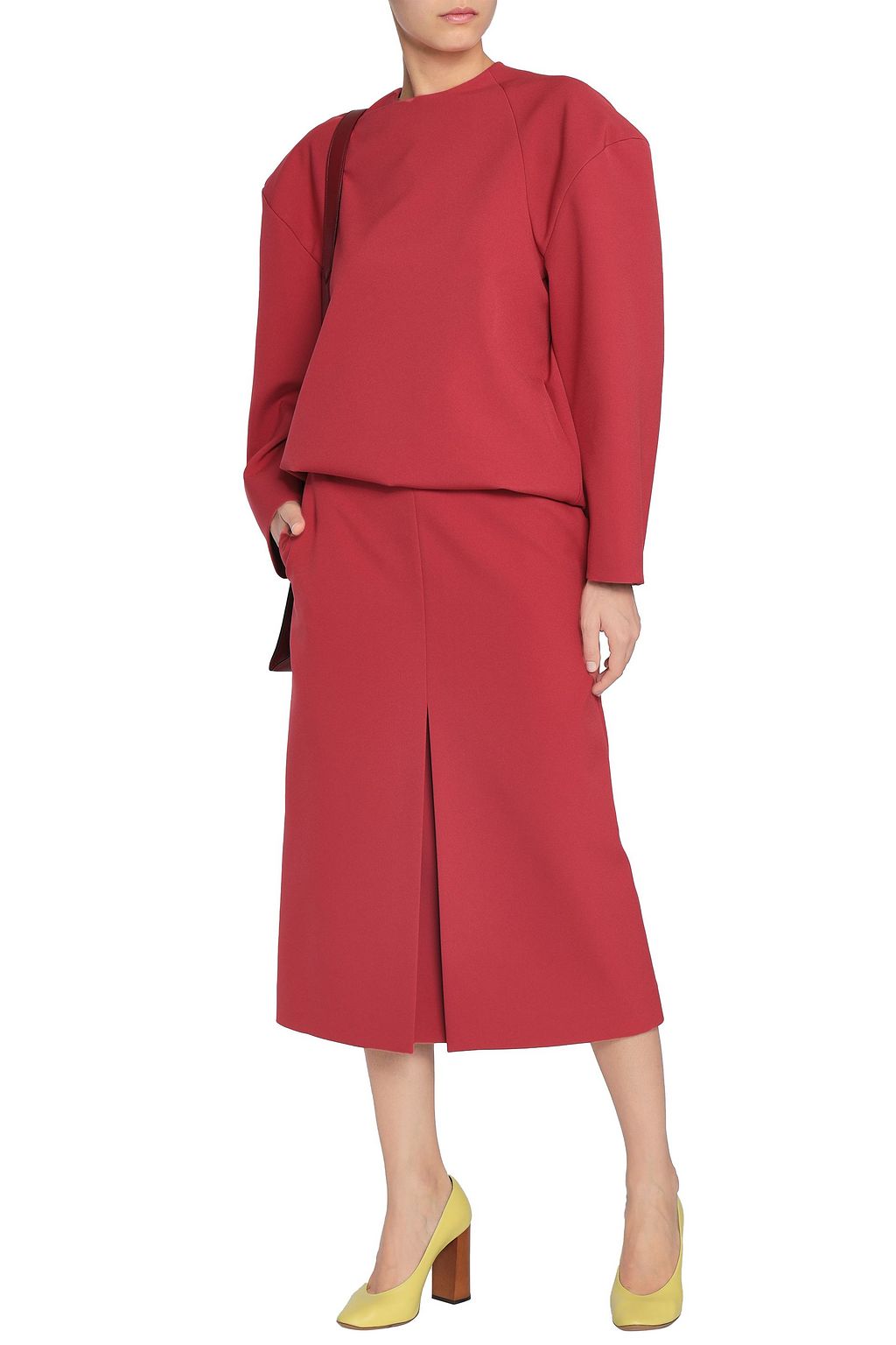 JIL SANDER Pleated crepe midi skirt