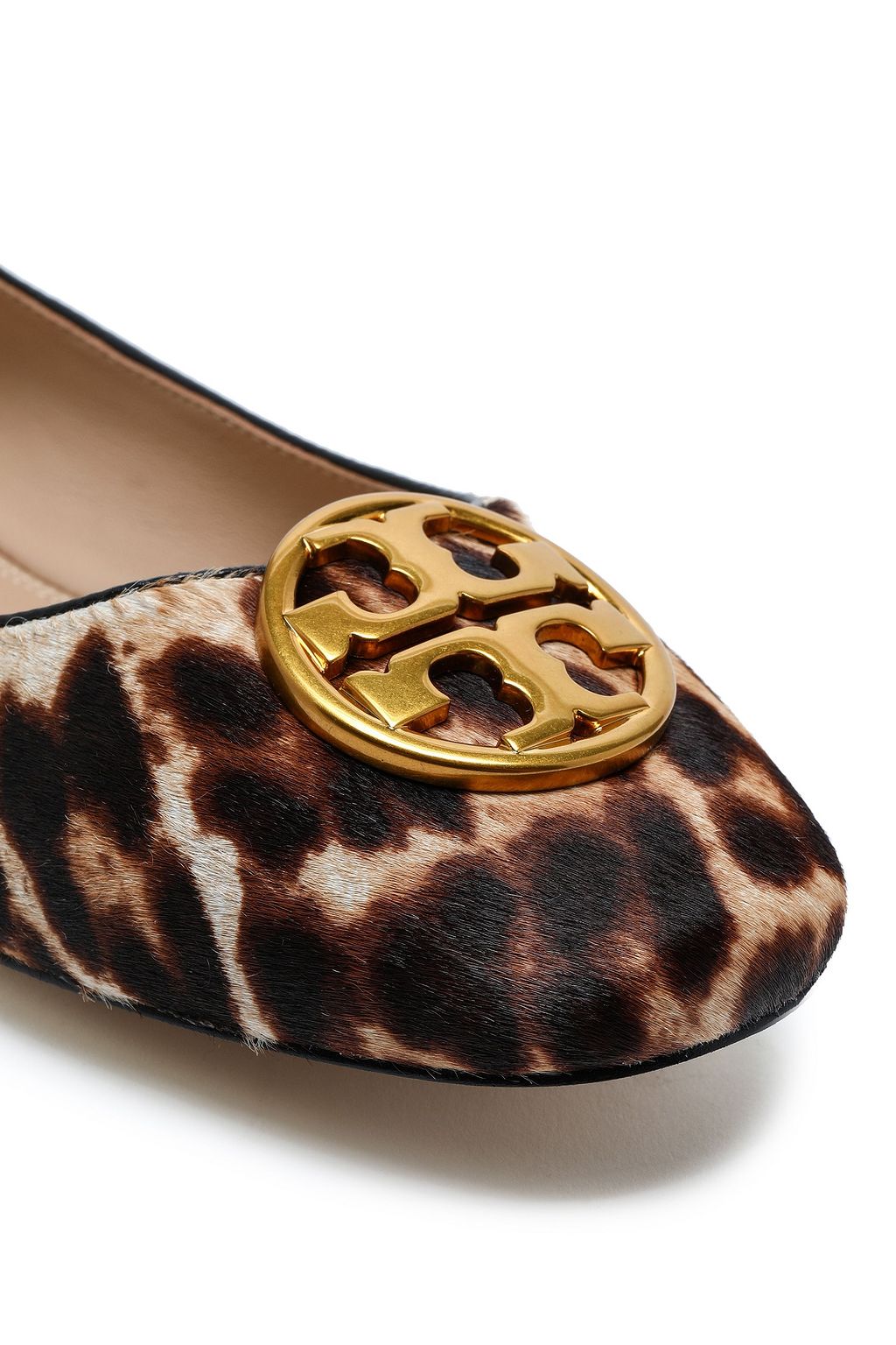 TORY BURCH Embellished leopard-print calf hair ballet flats