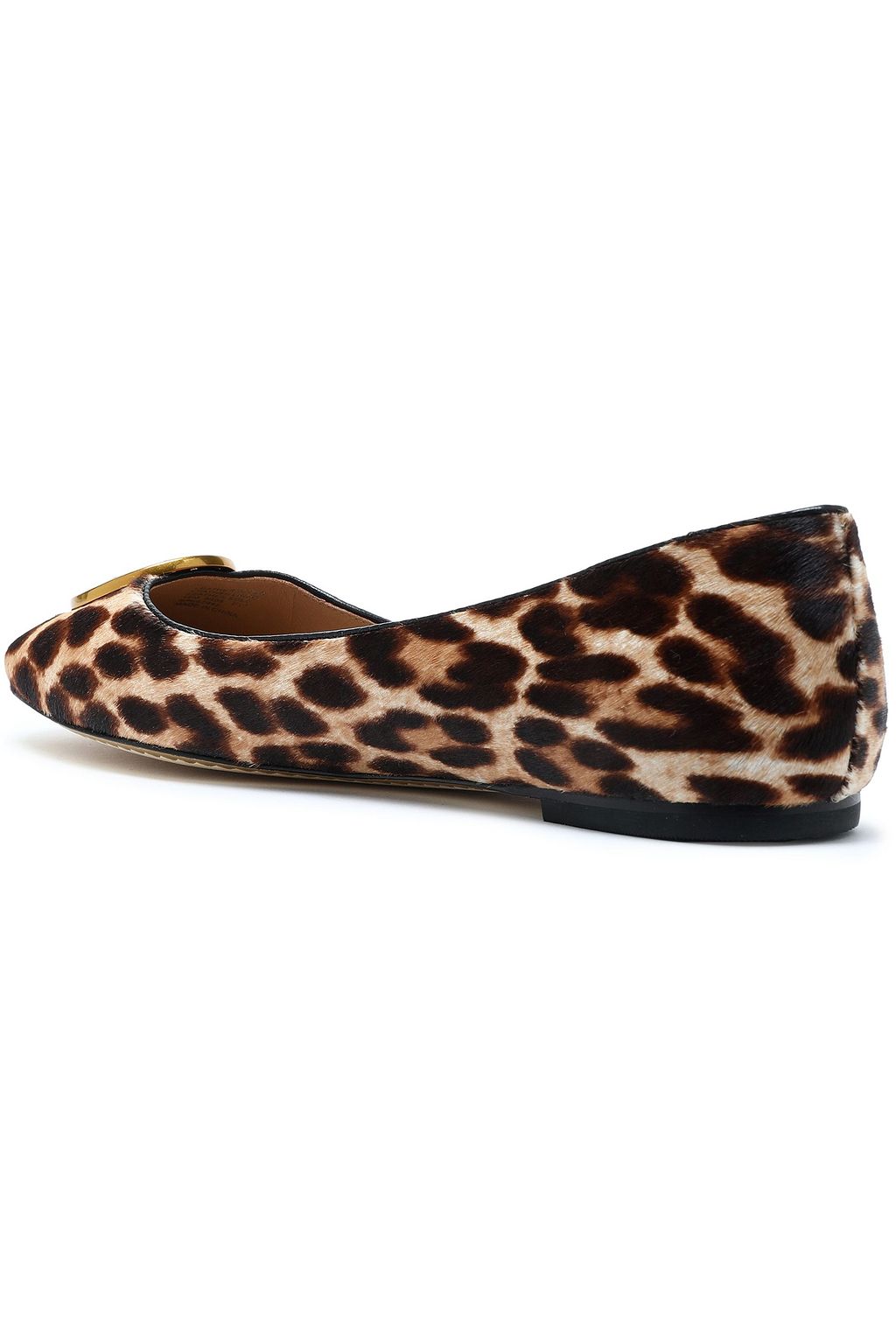 TORY BURCH Embellished leopard-print calf hair ballet flats
