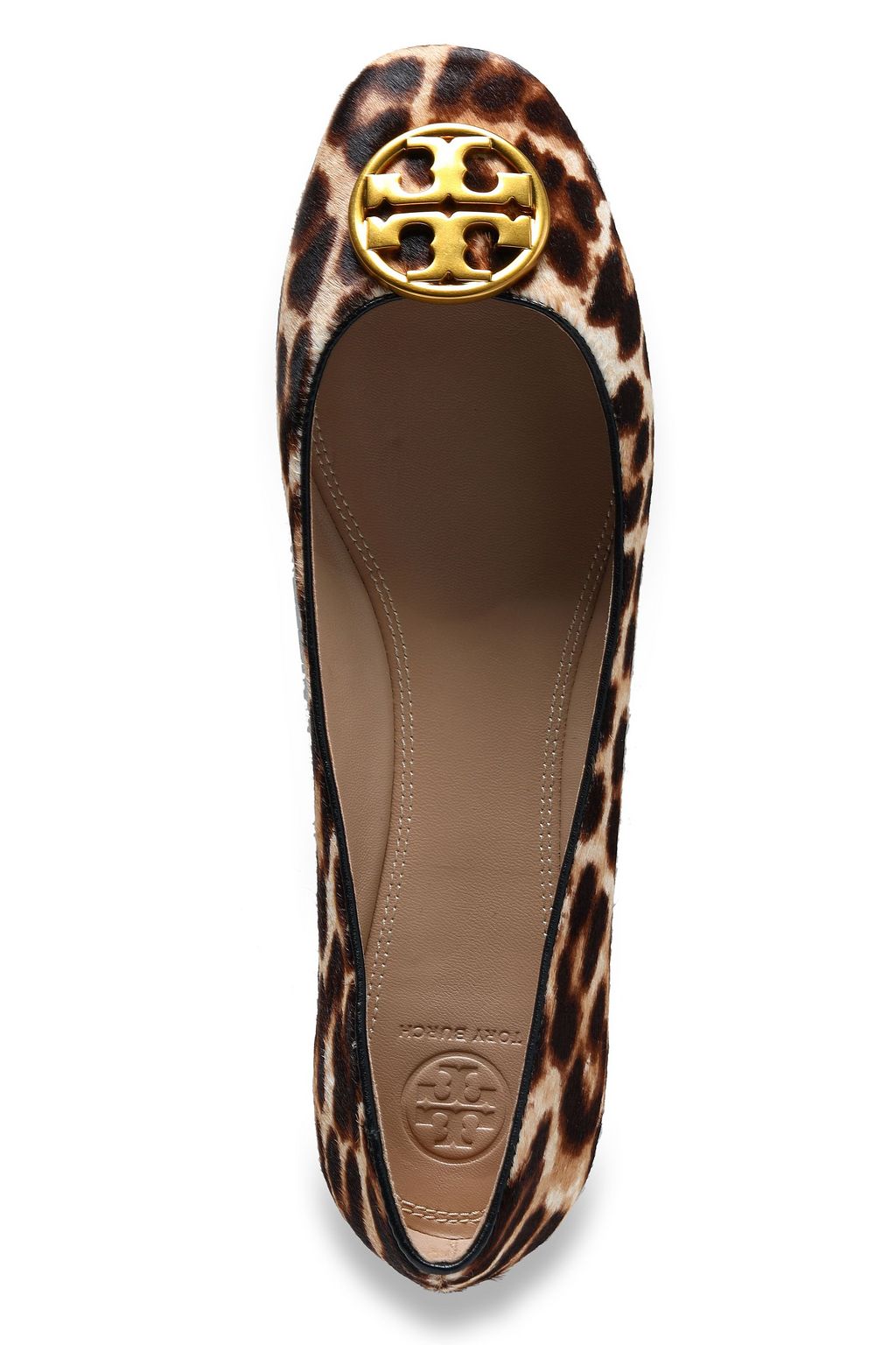 TORY BURCH Embellished leopard-print calf hair ballet flats