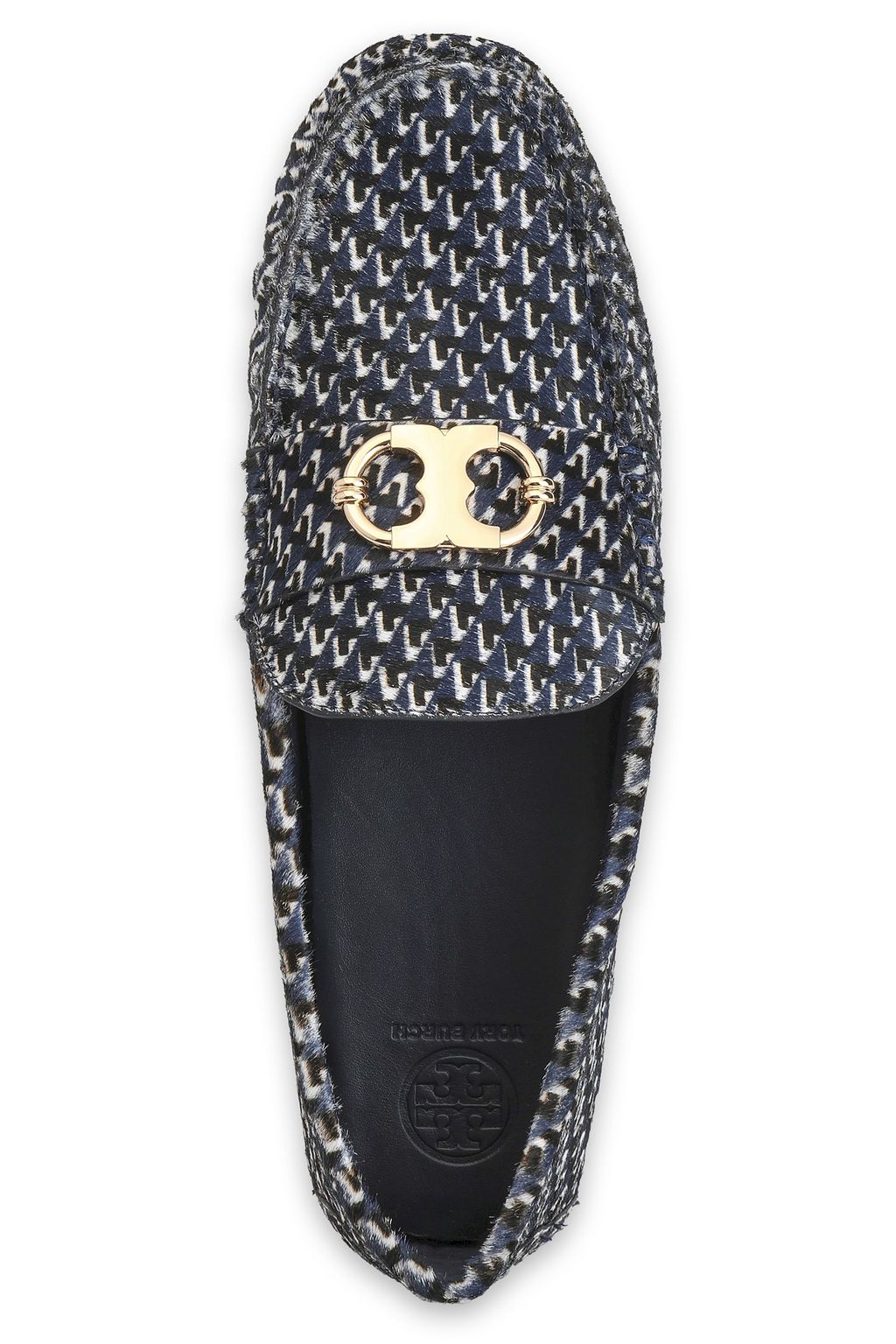 TORY BURCH Embellished printed calf hair loafers