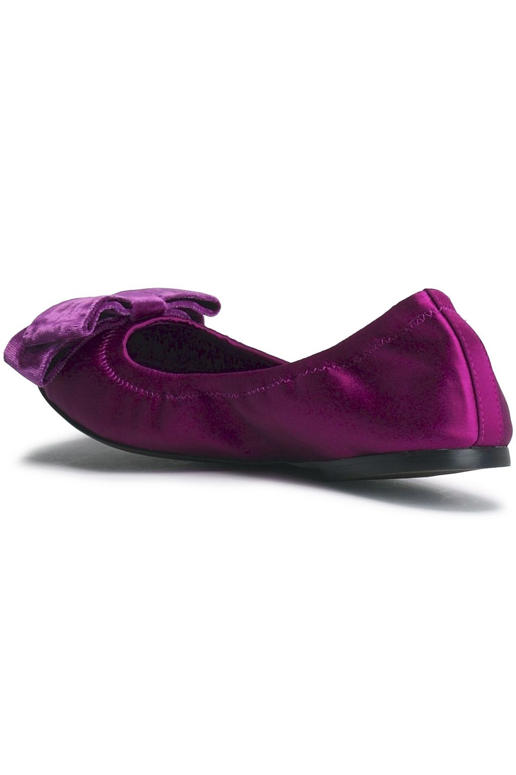 TORY BURCH Bow-embellished satin ballet flats