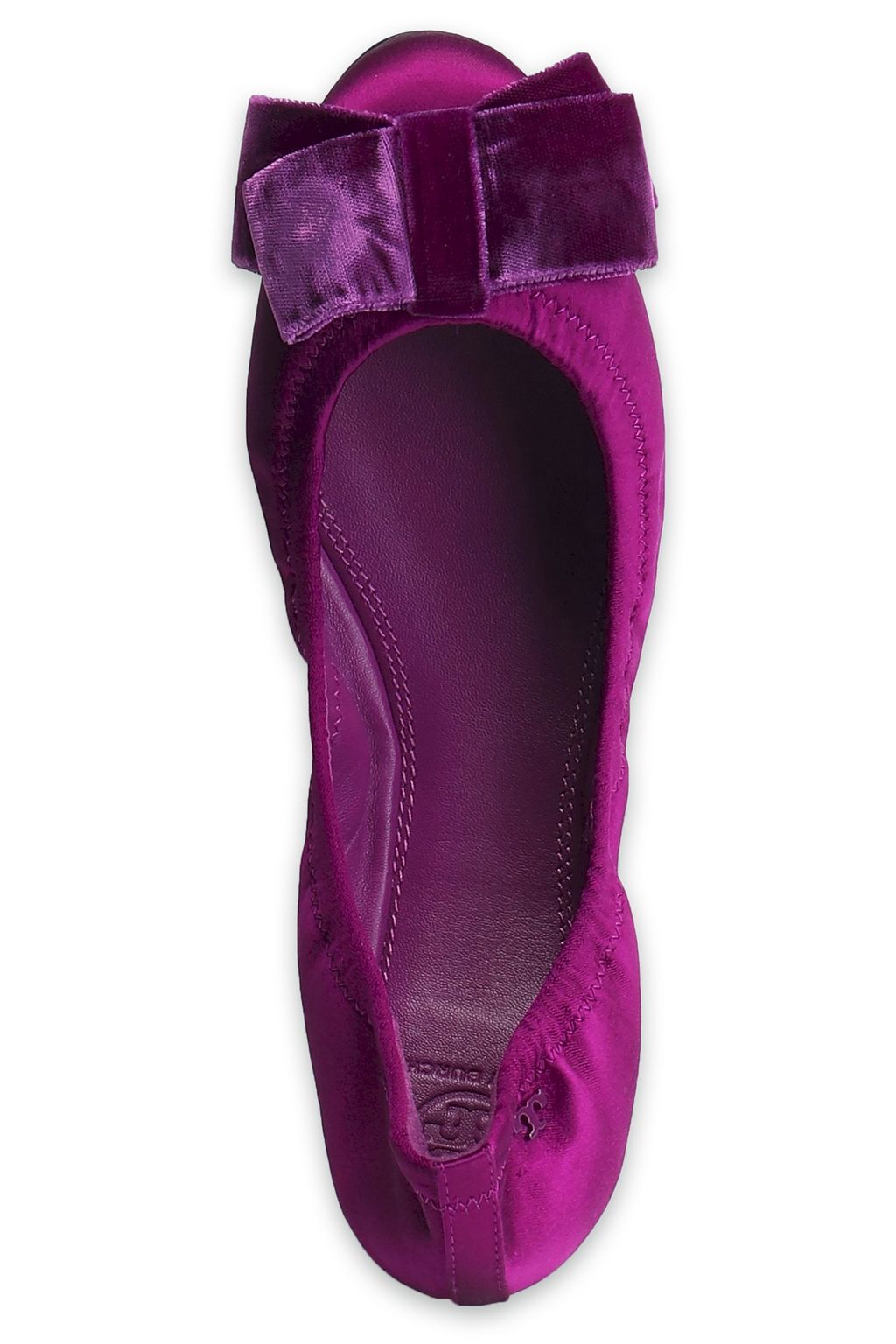TORY BURCH Bow-embellished satin ballet flats