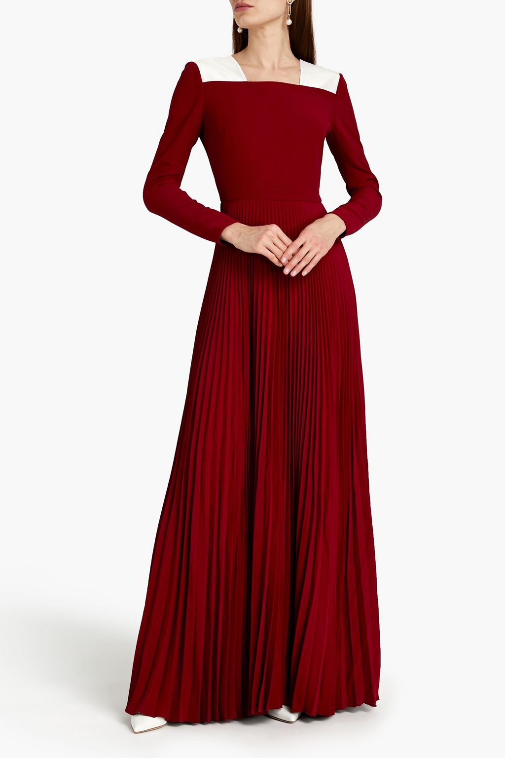 VALENTINO GARAVANI Plissé silk-crepe maxi dress