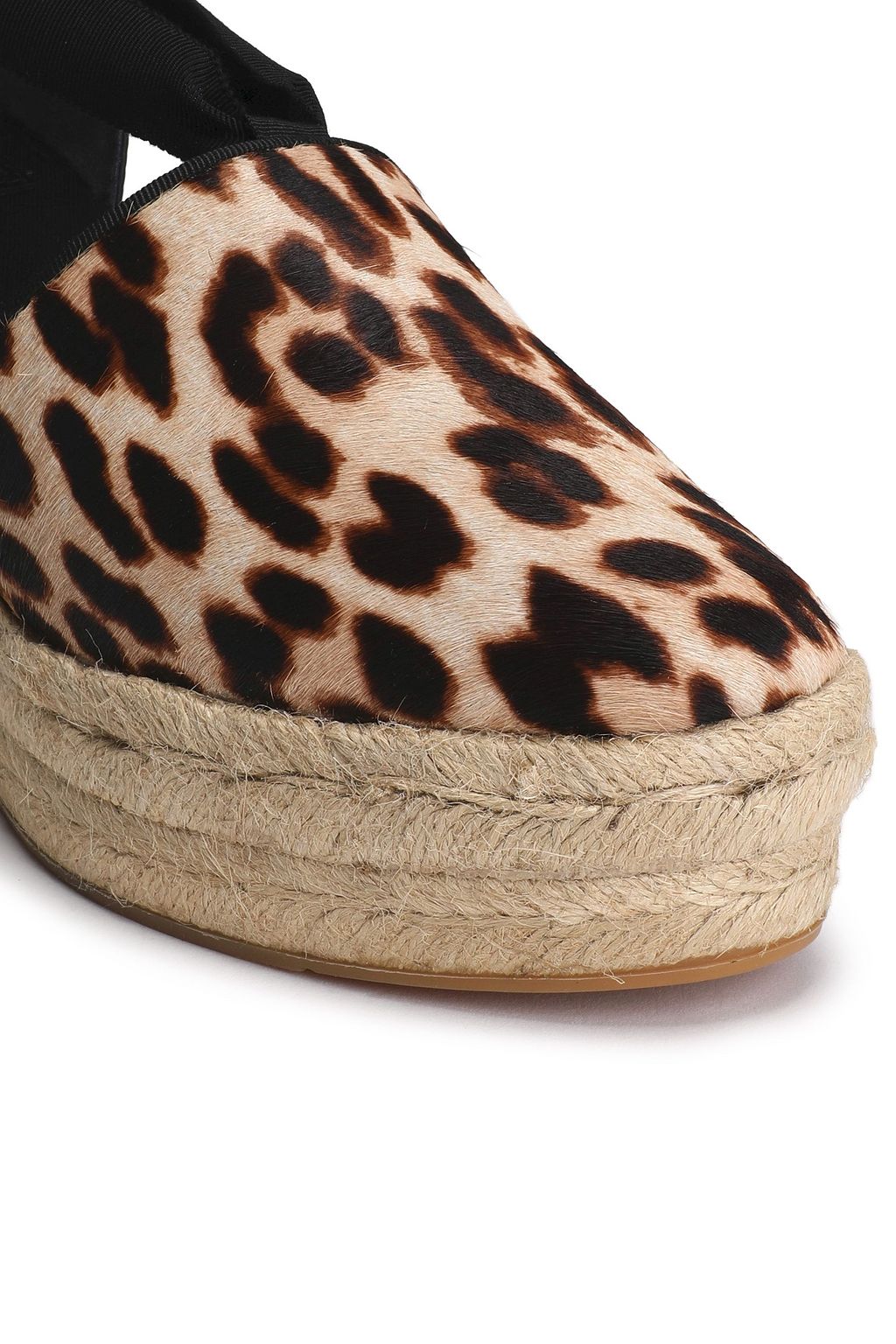 TORY BURCH Leopard-print calf hair wedge espadrilles