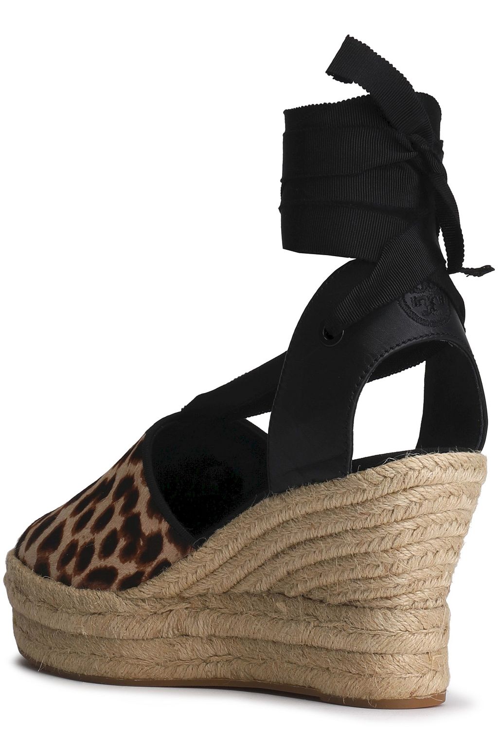 TORY BURCH Leopard-print calf hair wedge espadrilles