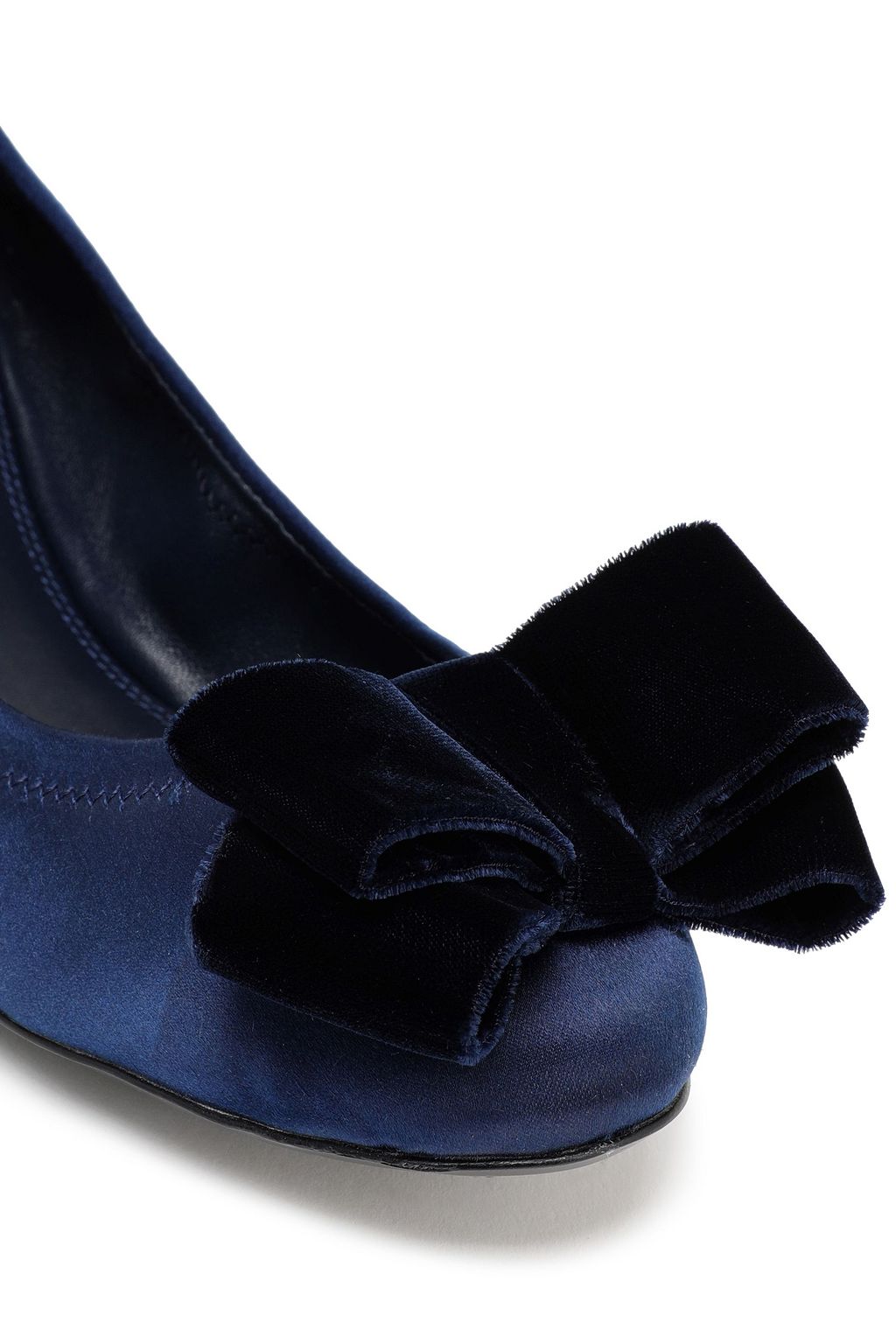 TORY BURCH Bow-embellished satin ballet flats
