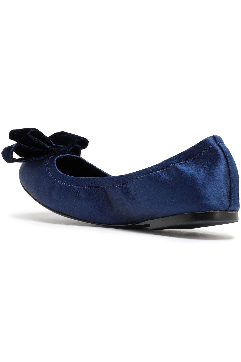TORY BURCH Bow-embellished satin ballet flats