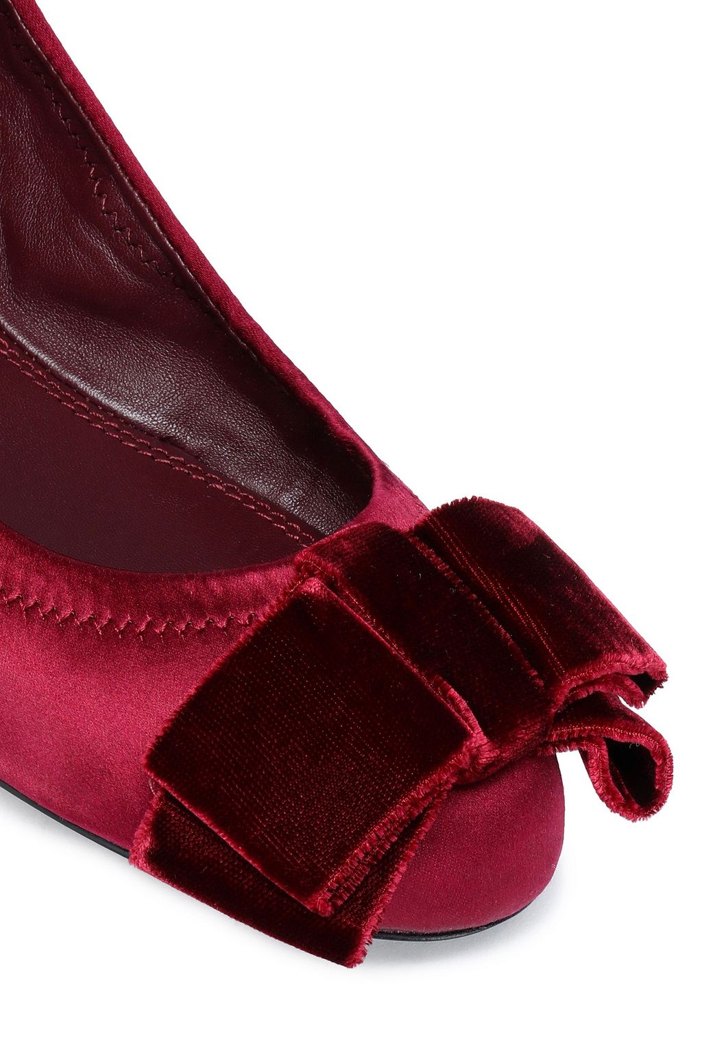 TORY BURCH Bow-embellished satin ballet flats