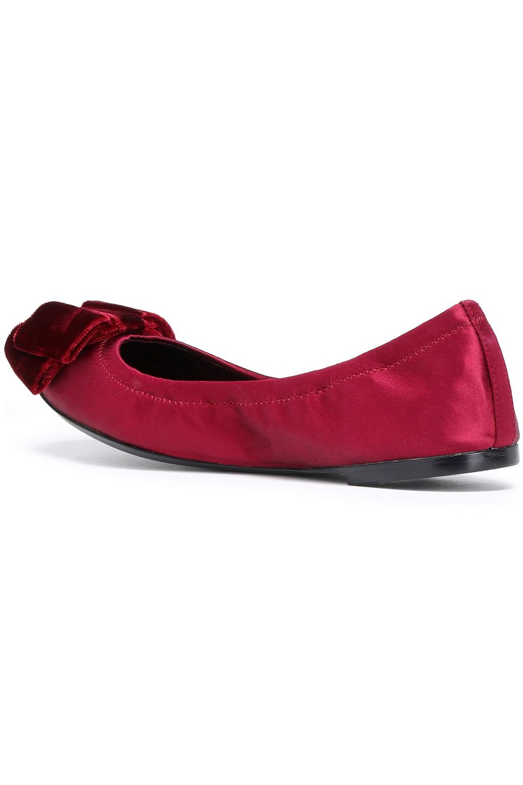 TORY BURCH Bow-embellished satin ballet flats