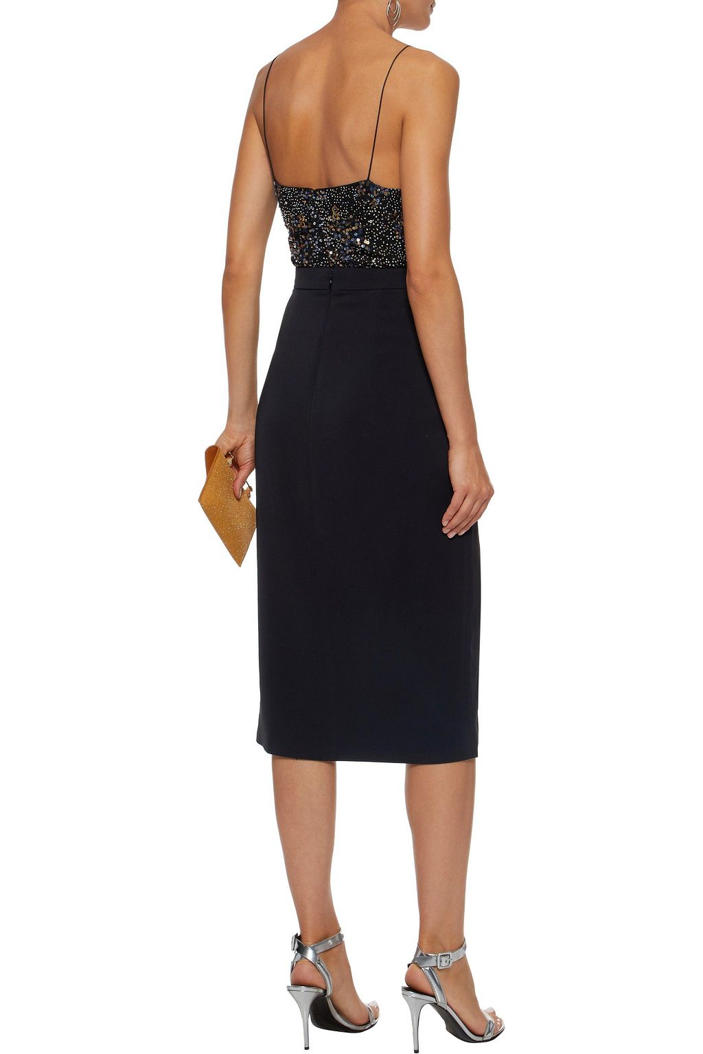 CUSHNIE Button-embellished crepe midi skirt