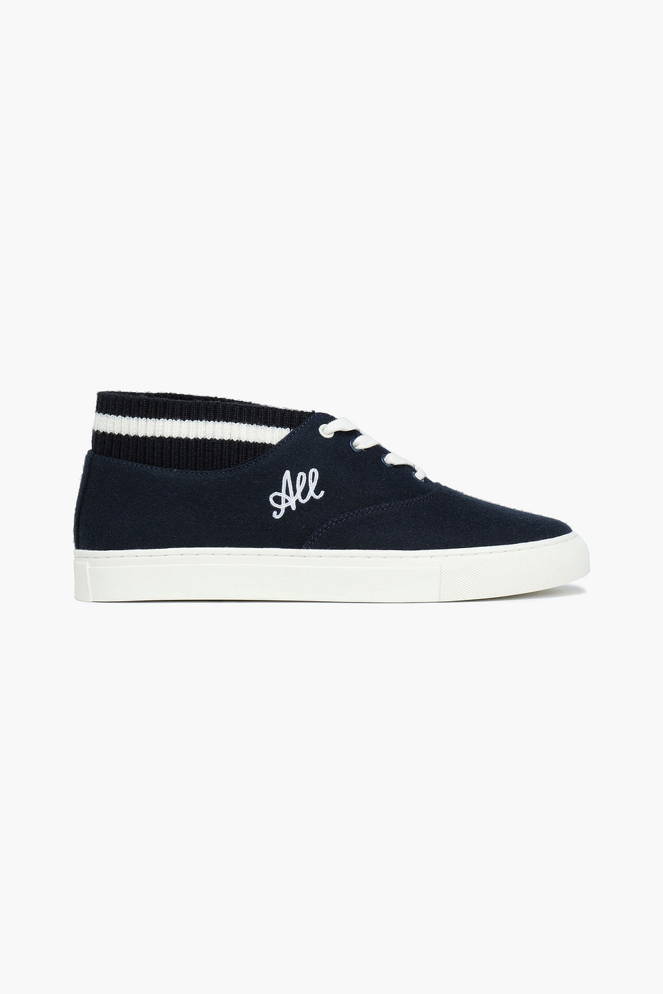 Tory Burch Embroidered Felt Trainers In Blue