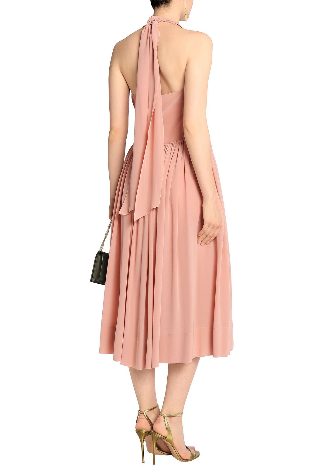 ROCHAS Gathered silk-georgette halterneck midi dress