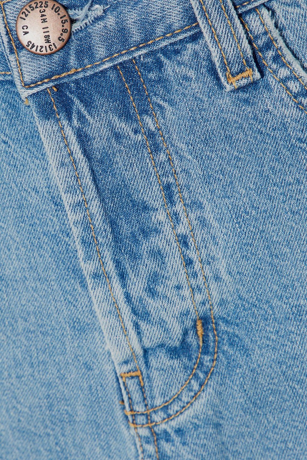 CURRENT/ELLIOTT The Recrafted distressed denim midi skirt
