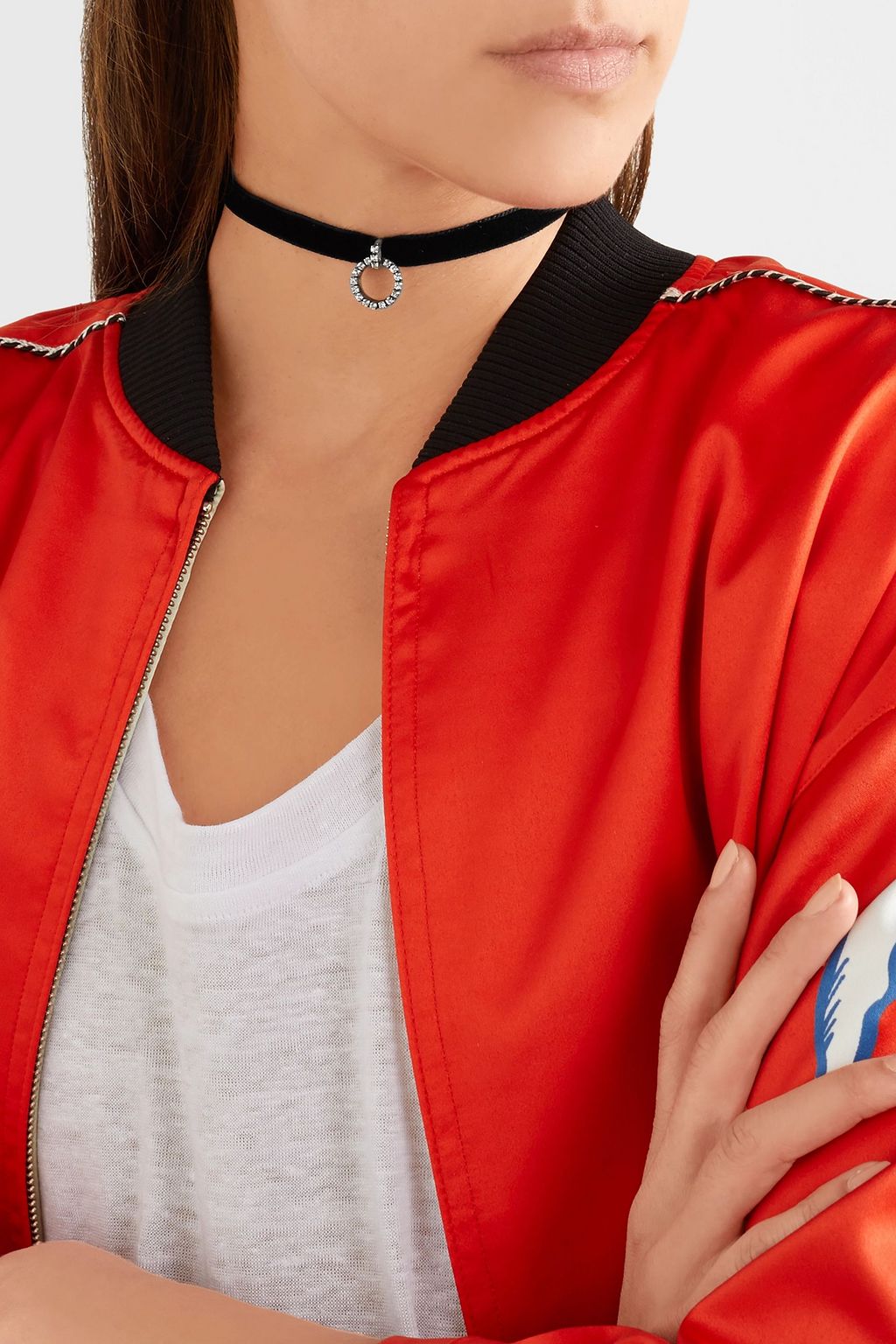 DANNIJO Velvet, silver-tone and crystal choker