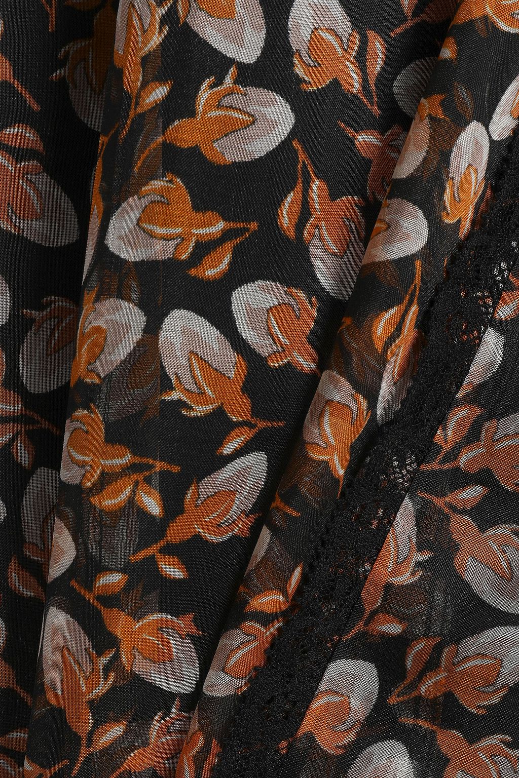 ROCHAS Tie-back lace-trimmed printed silk-chiffon maxi dress